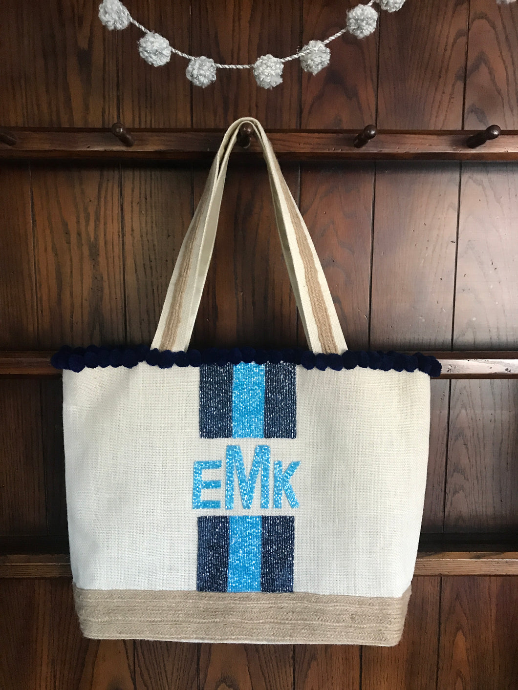 Hamptons Monogrammed Canvas and Beaded Summer Bag