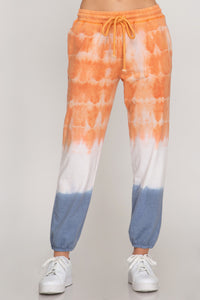 Tie Dyed Blue and Orange Knit Joggers