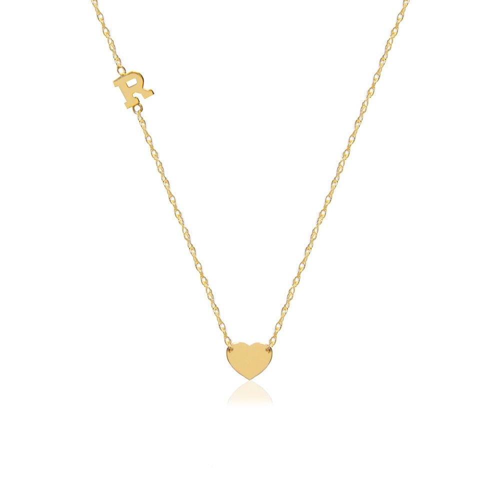 14kt Gold Heart Charm and Initial necklace
