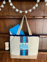 Load image into Gallery viewer, Hamptons Monogrammed Canvas and Beaded Summer Bag
