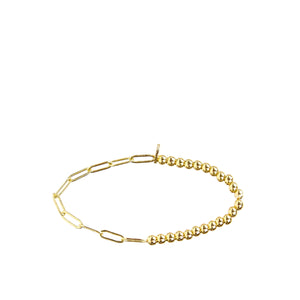 Small Gold Metal Link and Bead Bracelet