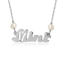 Load image into Gallery viewer, 14KT Gold Diamond and Pearl Nameplate Necklace
