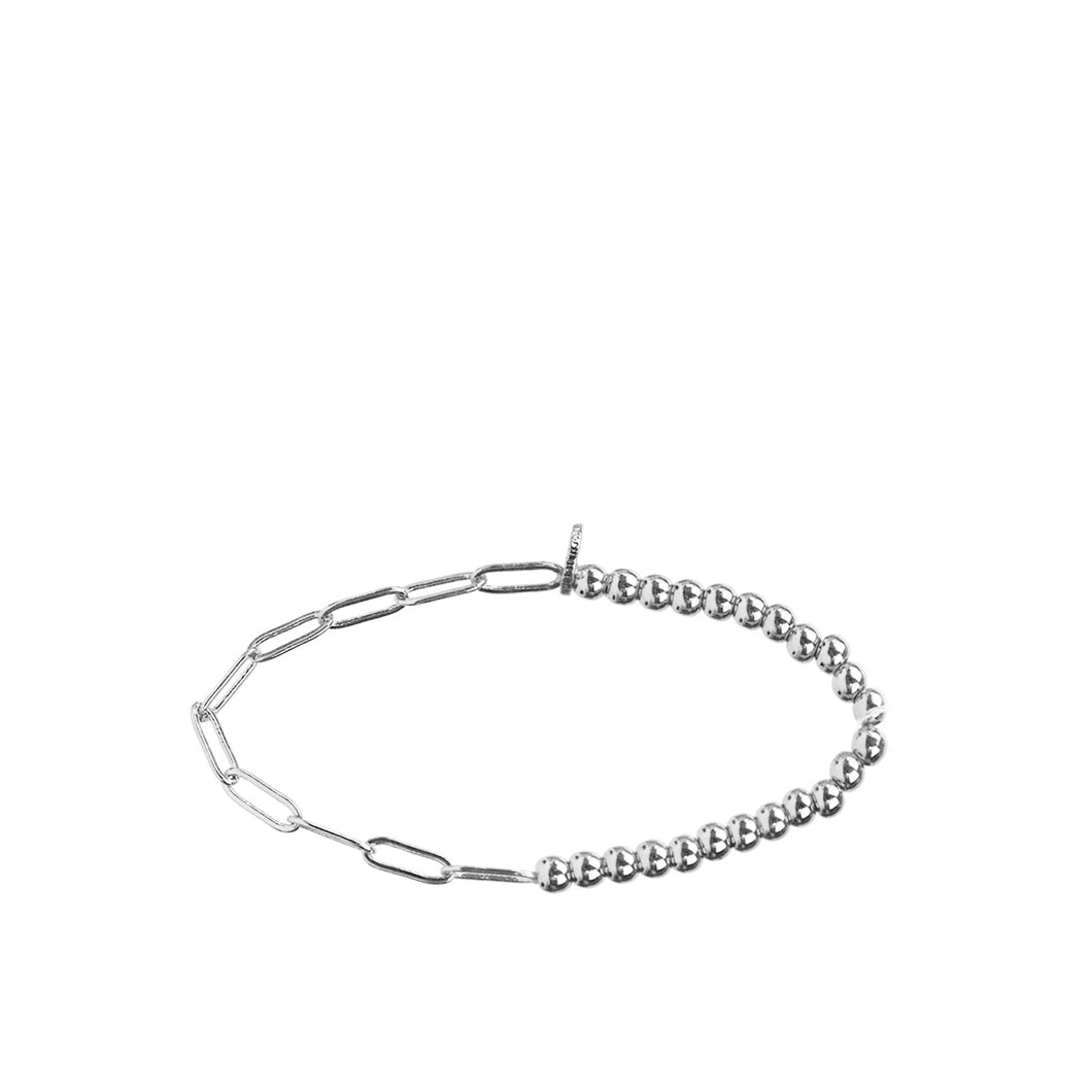 Silver Metal Bead and Link bracelet