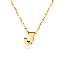 Load image into Gallery viewer, 14KT Gold Block Initial with Diamond Accent
