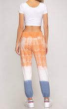 Load image into Gallery viewer, Tie Dyed Blue and Orange Knit Joggers
