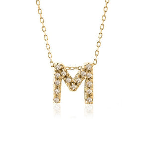 Single Initial Micro Pave Diamond Necklace